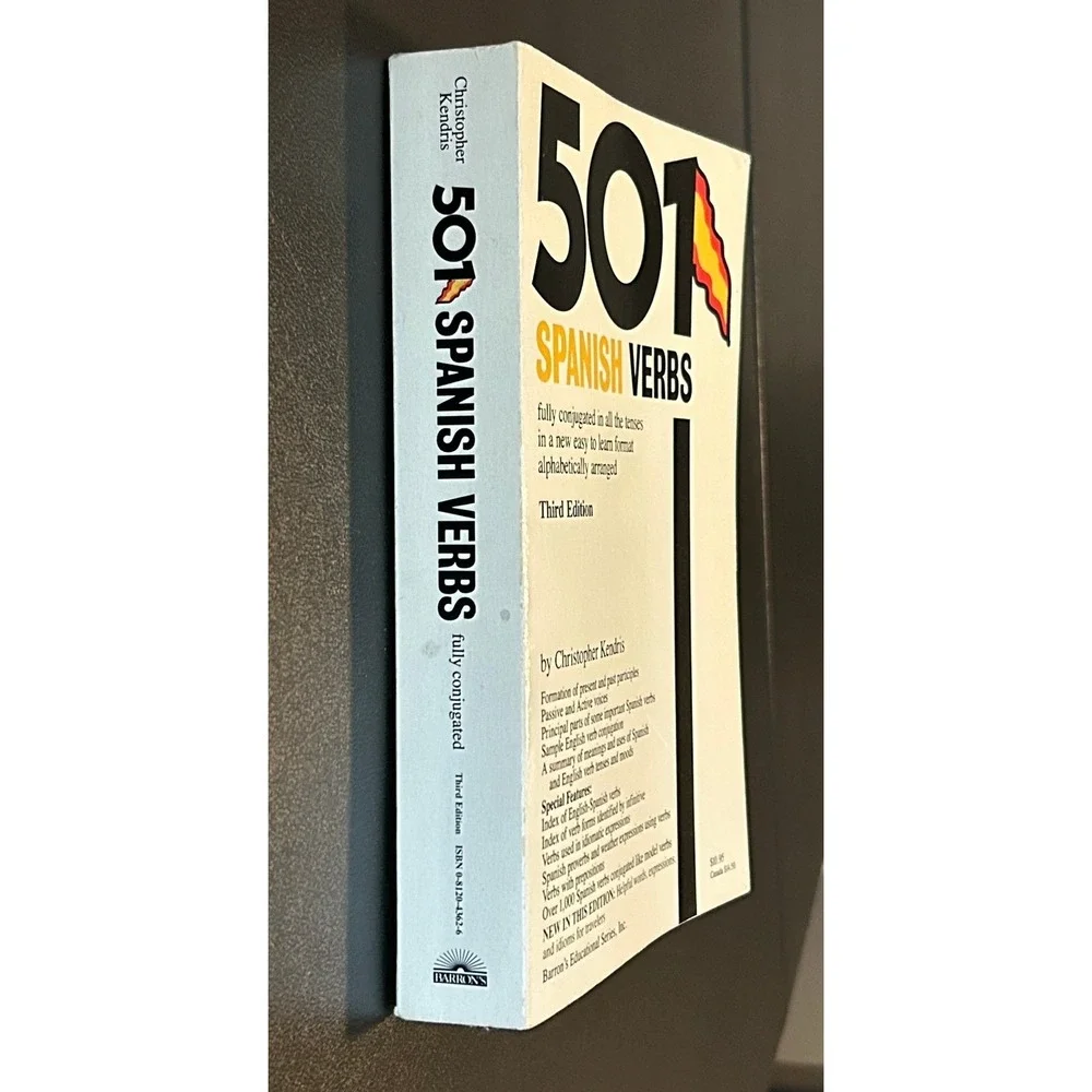 Barron's 501 Spanish Verbs Book OS White Good Study Guide 0-8120-4362-6